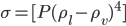 \sigma=[P(\rho_l-\rho_v)^4]